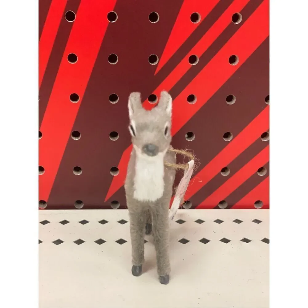 Target Faux Fur Deer Christmas Tree Ornament Gray with Spots Wondershop